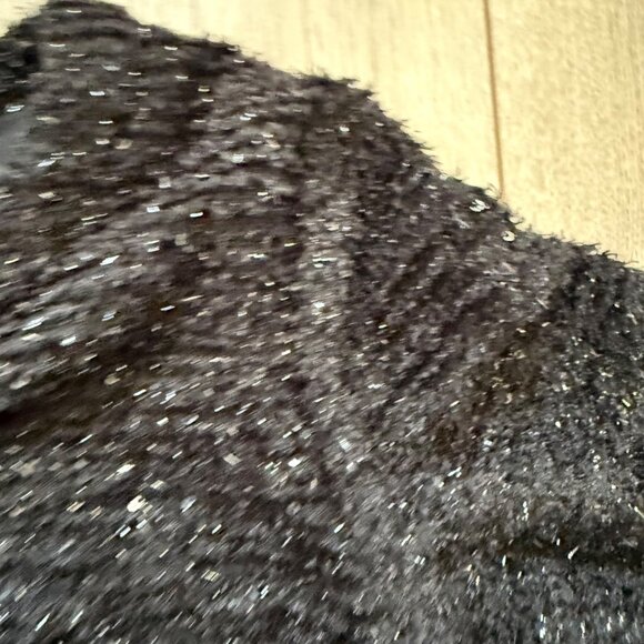 Anthropoloogie Deletta Black Textured Short Sleeve Top Feather Hem - Picture 3 of 8